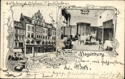 Ak Magdeburg an der Elbe, Dankwarth und Richters Weinstuben, Metallwarenhandlung