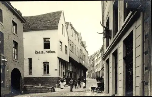 Foto Ak Aachen in Nordrhein Westfalen, Straßenpartie mit Restauration