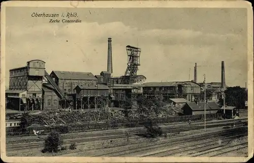 Ak Oberhausen im Ruhrgebiet, Zeche Concordia, Bahnschienen