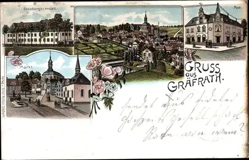 Litho Gräfrath Solingen in Nordrhein Westfalen, Erziehungsanstalt, Post, Markt