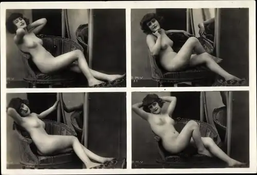 Foto Frauenakt, vier Ansichten einer nackten Frau, Busen