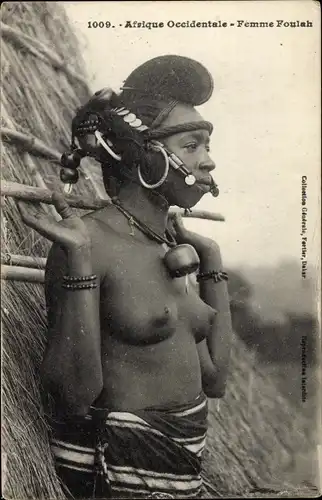 Ak Afrique Occidentale, Femme Foulah, barbusige Frau