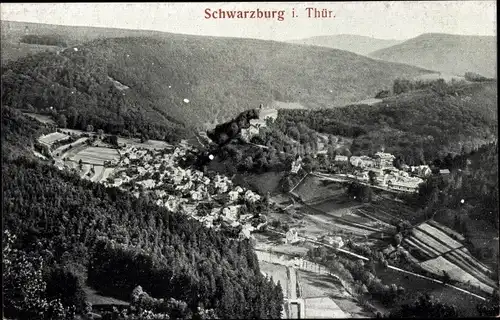 Ak Schwarzburg in Thüringen, Ort mit Umgebung
