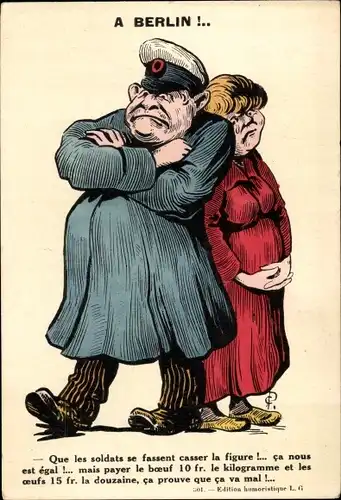 Künstler Ak A Berlin, Dicke Berliner Typen, Soldat, Teures Essen, Que les soldats se fassen casser