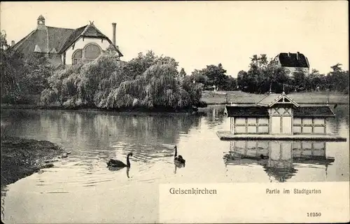 Ak Gelsenkirchen im Ruhrgebiet, Partie am Stadtgarten, Teich