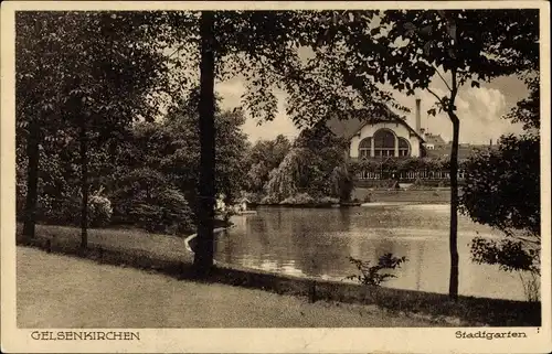 Ak Gelsenkirchen im Ruhrgebiet, Stadtgarten, Teich, Restauration