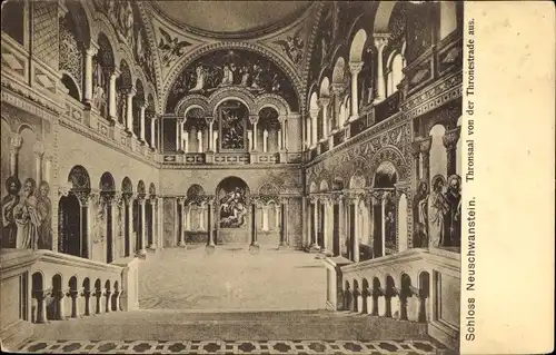 Ak Hohenschwangau Schwangau im Ostallgäu, Schloss Neuschwanstein, Thronsaal