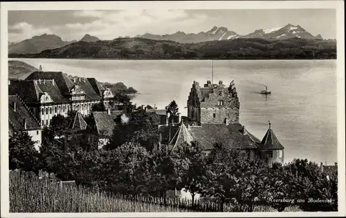 Ak Meersburg am Bodensee, Teilansicht, Burg