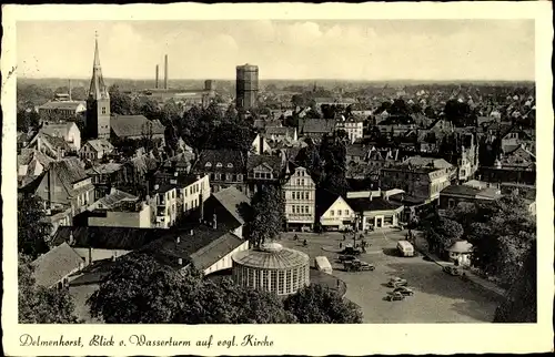 Ak Delmenhorst in Oldenburg, Blick vom Wasserturm auf evang. Kirche