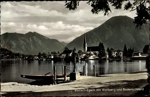 Ak Rottach Egern in Oberbayern, Teilansicht mit Wallberg, Bodenschneid