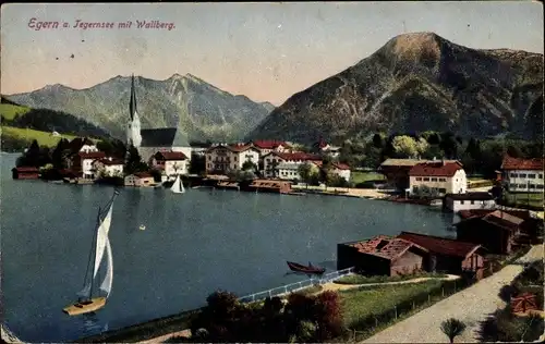 Ak Rottach Egern in Oberbayern, Wallberg, Segelboot