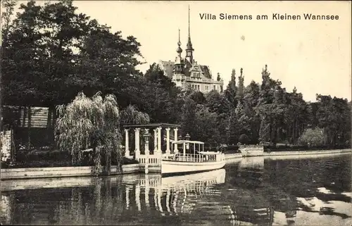 Ak Berlin Zehlendorf Kleiner Wannsee, Villa Siemens, Park, Anlegestelle