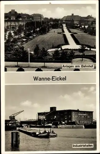 Ak Wanne Eickel Herne im Ruhrgebiet, Anlagen am Bahnhof, Industriehafen