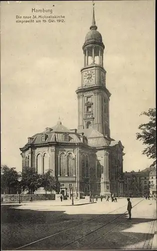 Ak Hamburg Mitte Neustadt, neue St. Michaeliskirche, Michel, eingeweiht Oktober 1912