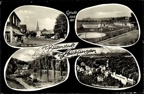 Ak Leichlingen im Rheinland, Partie am Stadtpark, Schwimmbad, Sanatorium Roderbirken