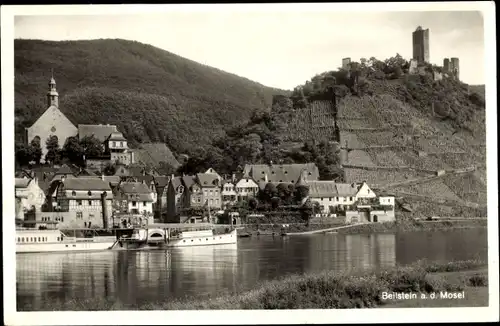 Ak Beilstein an der Mosel, Teilansicht, Burg Metternich