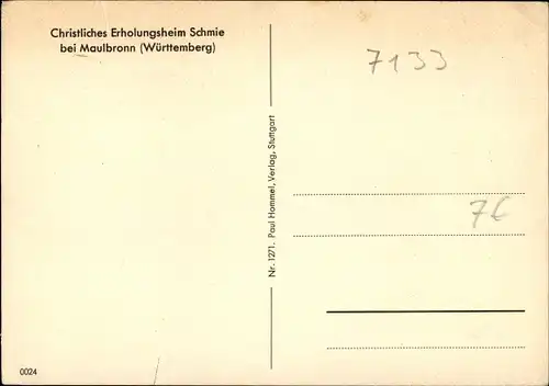 Ak Schmie Maulbronn im Enzkreis, Christliches Erholungsheim