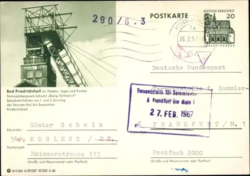 Ganzsachen Ak Bad Friedrichshall in Württemberg, Steinsalzbergwerk Schacht König Wilhelm II.