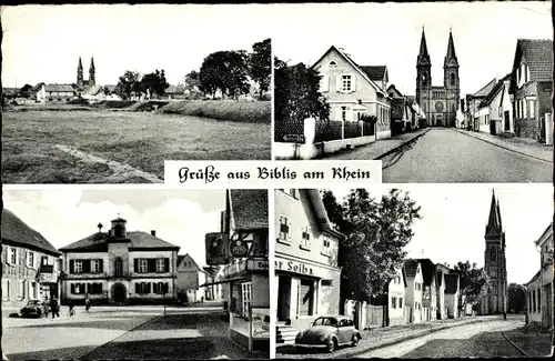 Ak Biblis am Rhein Hessen, Ortsansichten, Straße, Kirche, Häuser