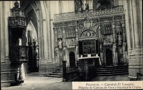 Ak Palencia Kastillen und Leon, Catedral, El Trascoro