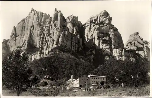 Ak Montserrat Katalonien, Monasterio de Sta. Cecilia y picos de S. Jeronimo