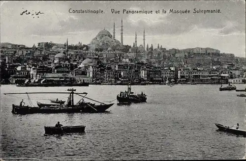 Ak Konstantinopel Istanbul Türkei, Vue Panoramique et la Mosquee Suleymanie