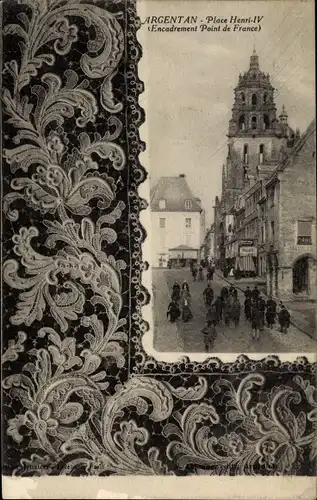 Ak Argentan Orne, Place Henri IV, Serviette