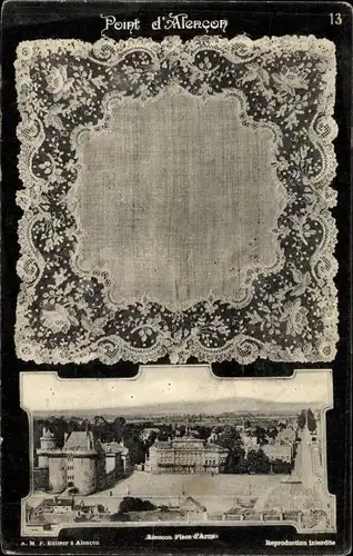 Ak Alencon Orne, Point d'Alencon, Serviette, Platz