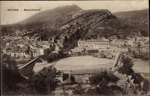 Ak Nyons Drôme, Maladrerie, Vue générale