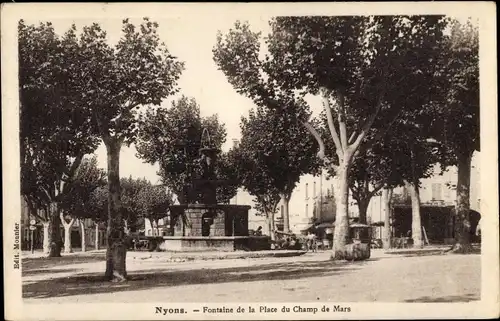 Ak Nyons Drôme, Fontaine de la Place du Champ de Mars