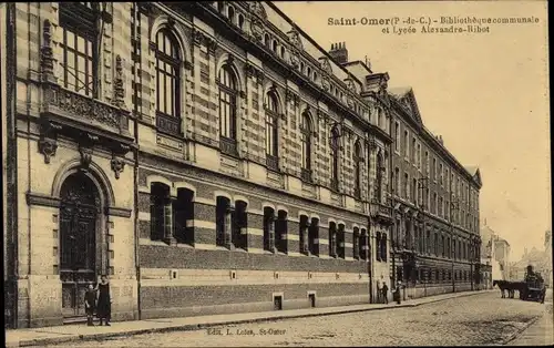 Ak Saint Omer Pas de Calais, Bibliotheque communale et Lycée Alexandre Ribot