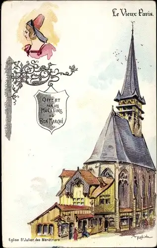 Künstler Litho Robida, Paris, Eglise St. Julien des Menetriers