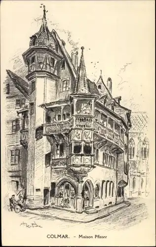 Künstler Ak Robida, Colmar Kolmar Elsass Haut Rhin, Maison Pfister