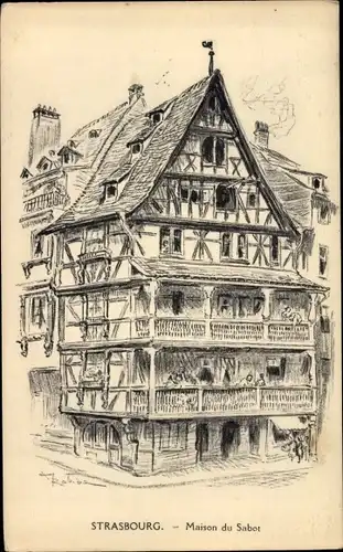 Künstler Ak Robida, Strasbourg Straßburg Elsass Bas Rhin, Maison du Sabot