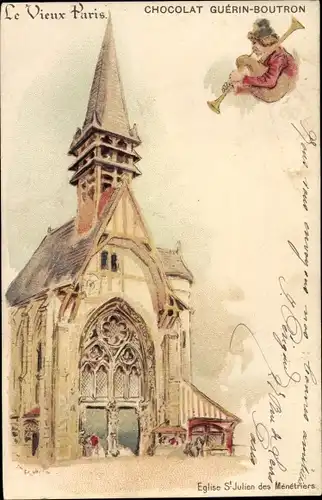 Künstler Litho Robida, Paris, Eglise Saint Julien des Menetriers, Chocolat Guerin Boutron