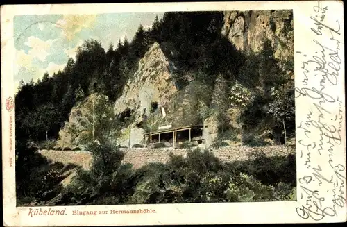 Ak Rübeland Oberharz am Brocken, Eingang zur Hermannshöhle