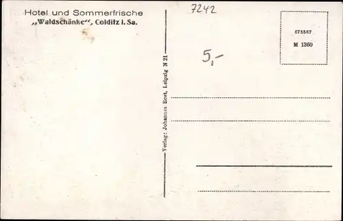 Ak Colditz in Sachsen, Hotel und Sommerfrische "Waldschänke", Innenansicht