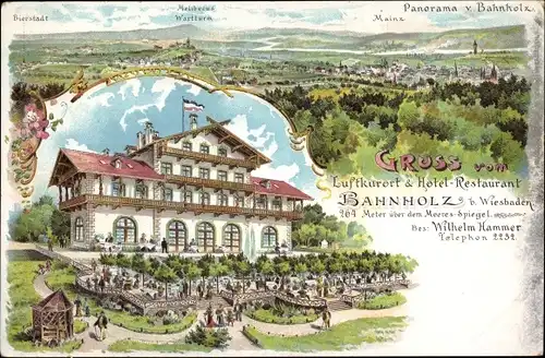 Litho Wiesbaden in Hessen, Hotel Restaurant Bahnholz, Panorama