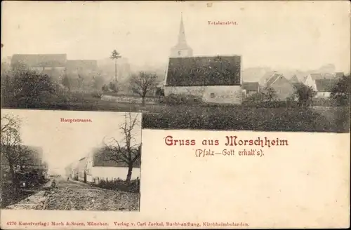 Ak Morschheim in Rheinland Pfalz, Totalansicht der Ortschaft, Hauptstraße