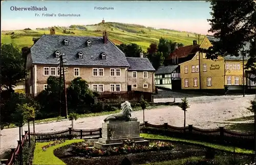 Ak Oberweißbach im Weißbachtal Thüringen, Fr. Fröbel' s Geburtshaus, Fröbelturm