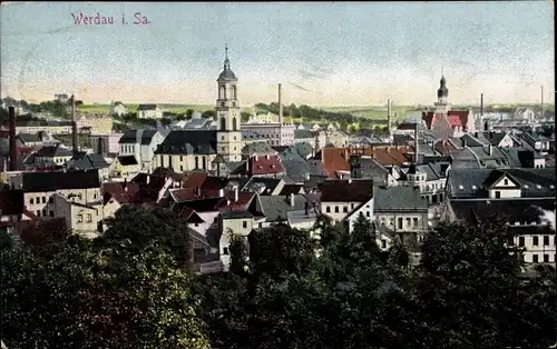 Ak Werdau an der Pleiße in Sachsen, Blick auf den Ort