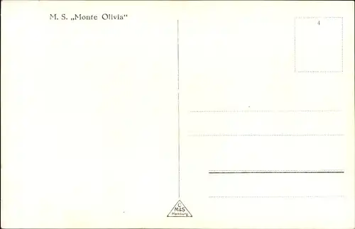 Ak Doppelschrauben Motorschiff Monte Olivia, HSDG, Nachtaufnahme