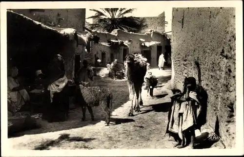 Ak Algerien, Scénes et Types, Une rue de Village arabe