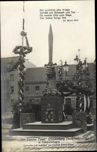 Ak Berlin Köpenick Friedrichshagen, Die Eiserne Faust, Hindenburg Denkmal, Nagelung, Schwert