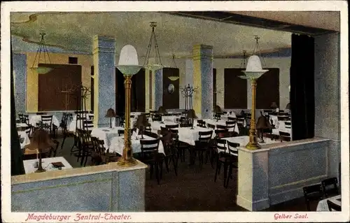 Ak Magdeburg an der Elbe, Zentral Theater, Gelber Saal, Innenansicht