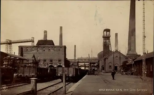 Ak Oberhausen im Ruhrgebiet, Zeche Concordia, Förderturm