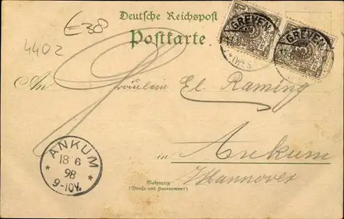 Litho Greven in Westfalen, Kriegerdenkmal, Totalansicht, Wehr