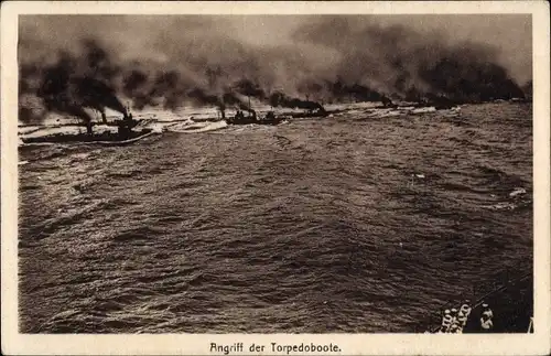 Ak Deutsche Kriegsschiffe, Torpedoboote im Angriff