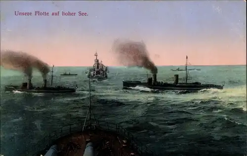Ak Deutsche Kriegsschiffe, Flotte auf hoher See