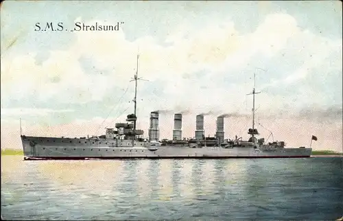Ak Deutsches Kriegsschiff, SMS Stralsund, Kleiner Kreuzer, Kaiserliche Marine
